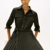 Gürtel-Plissee-Twill-Shirtkleid Gürtel-Plissee-Twill-Shirtkleid