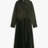 Gürtel-Plissee-Twill-Shirtkleid Gürtel-Plissee-Twill-Shirtkleid