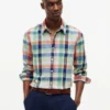 Hemd aus Madras-Leinenmischung in Regular Fit