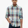 Hemd aus Madras-Leinenmischung in Regular Fit