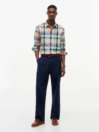 Hemd aus Madras-Leinenmischung in Regular Fit