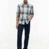 Hemd aus Madras-Leinenmischung in Regular Fit
