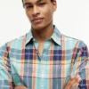 Hemd aus Madras-Leinenmischung in Regular Fit