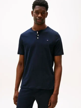 Henley-Schlafhemd aus Jersey-Wildleder
