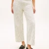High-Waist-Jeans mit weitem Bein und Eisenbahnstreifen High-Waist-Jeans mit weitem Bein und Eisenbahnstreifen