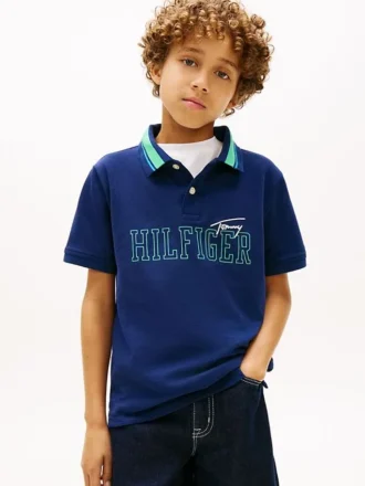 Hilfiger Logo Stretch-Polo für Kinder