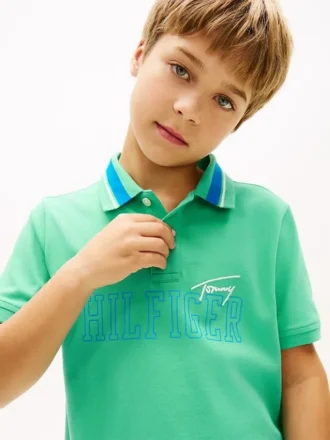 Hilfiger Logo Stretch-Polo für Kinder
