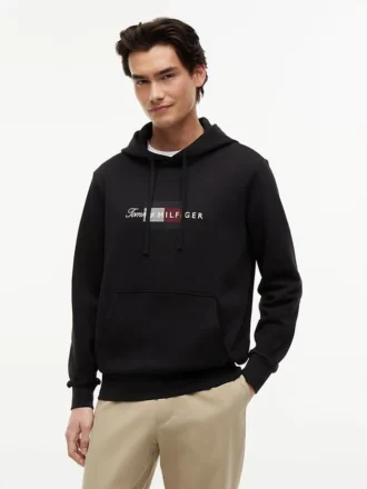 Hoodie mit Schriftzug-Flaggenlogo