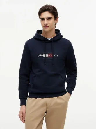 Hoodie mit Schriftzug-Flaggenlogo