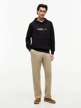 Hoodie mit Schriftzug-Flaggenlogo