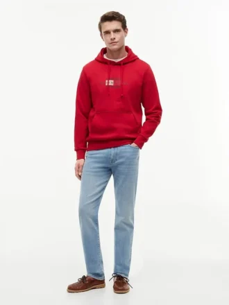 Hoodie mit Schriftzug-Flaggenlogo