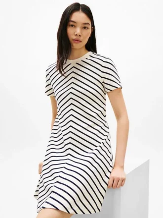 Interlock-Kleid mit Chevron-Streifen