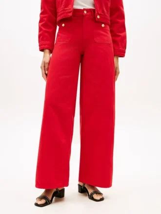 Jeans mit unversäubertem Saum, hoher Taille und weitem Bein Jeans mit unversäubertem Saum, hoher Taille und weitem Bein