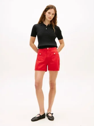 Jeansshorts mit Goldknöpfen