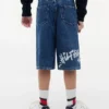 Kinder-Baggy-Jeans-Shorts mit Graffiti-Print