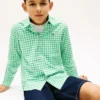 Kinder-Oxfordhemd aus Stretch-Gingham