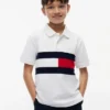 Kinder-Polohemd mit Farbblock-Flaggenmuster aus Stretch Kinder-Polohemd mit Farbblock-Flaggenmuster aus Stretch