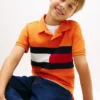 Kinder-Polohemd mit Farbblock-Flaggenmuster aus Stretch Kinder-Polohemd mit Farbblock-Flaggenmuster aus Stretch