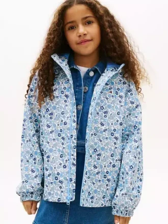 Kinder-Regenjacke mit Kapuze und Blumenmuster Kinder-Regenjacke mit Kapuze und Blumenmuster