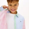 Kinder-Stretch-Oxfordhemd mit gemischten Streifen Kinder-Stretch-Oxfordhemd mit gemischten Streifen