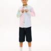 Kinder-Stretch-Oxfordhemd mit gemischten Streifen Kinder-Stretch-Oxfordhemd mit gemischten Streifen