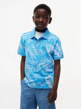Kinder-Stretch-Polo mit tropischem Print
