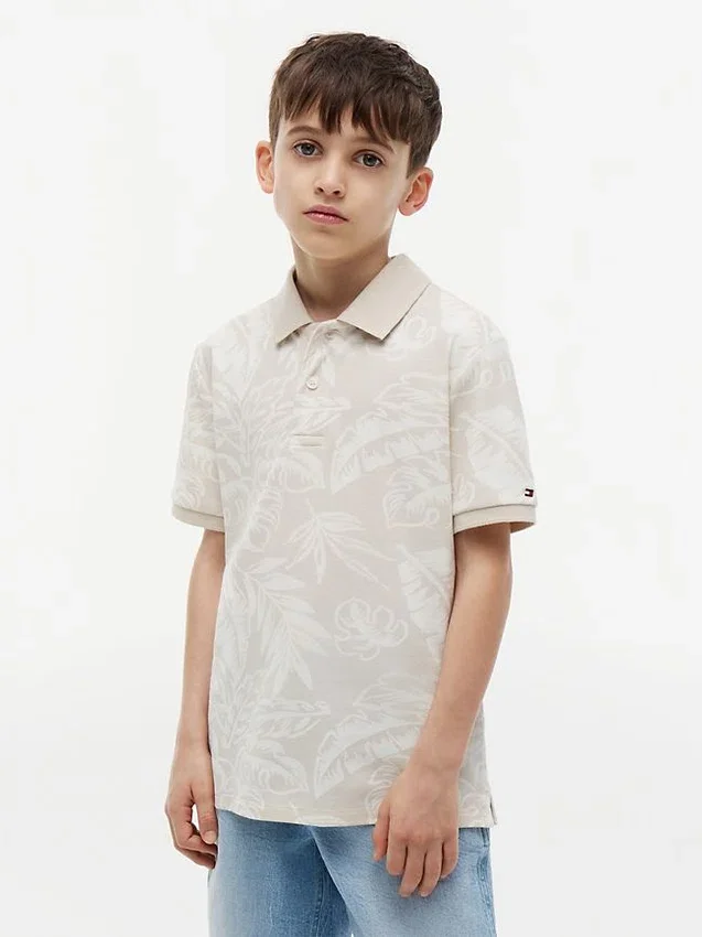 Kinder-Stretch-Polo mit tropischem Print Kinder-Stretch-Polo mit tropischem Print