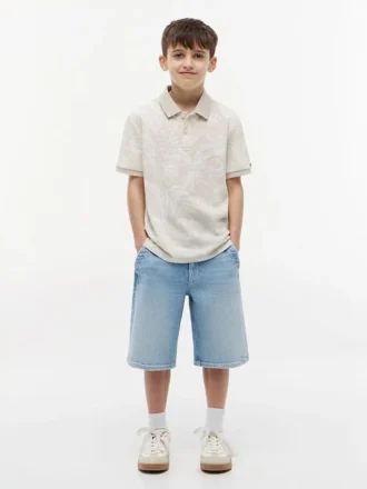 Kinder-Stretch-Polo mit tropischem Print