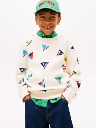 Kinder-Sweatshirt mit durchgehendem Segelflaggen-Print