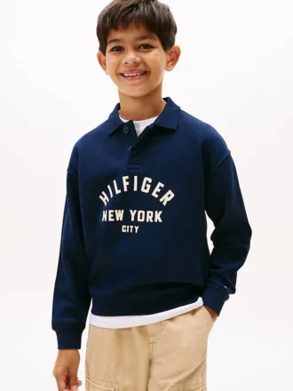 Kinder-Sweatshirt mit Rundhalsausschnitt und Hilfiger-Grafik