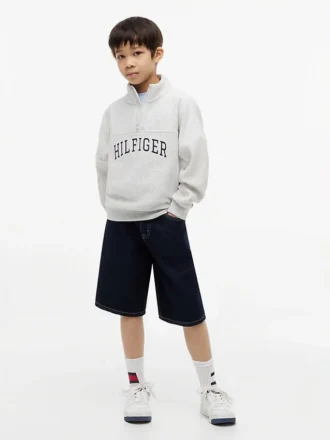 Kinder-Sweatshirt mit Viertelreißverschluss
