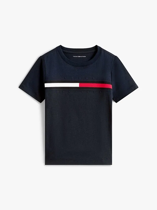 Kinder-T-Shirt mit Flaggenstreifen-Logo Kinder-T-Shirt mit Flaggenstreifen-Logo