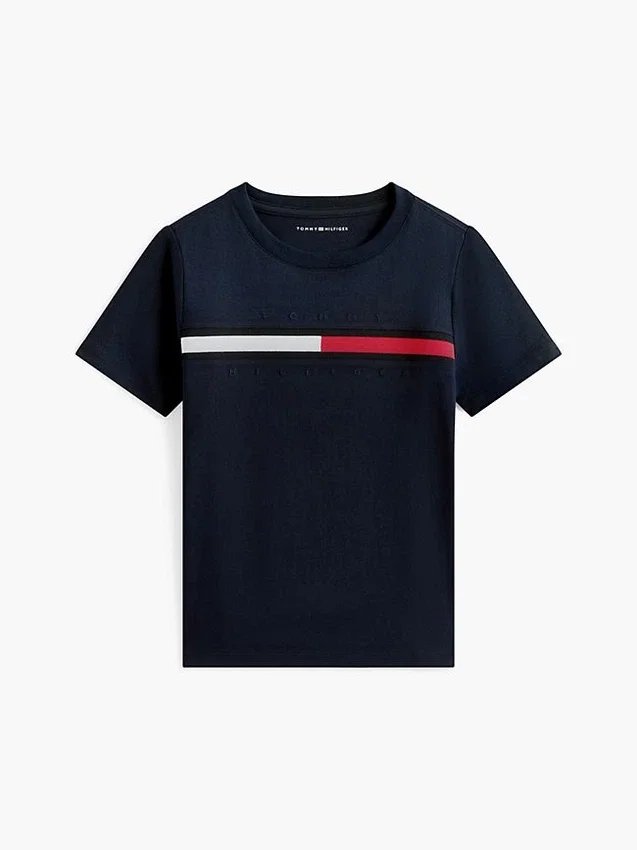 Kinder-T-Shirt mit Flaggenstreifen-Logo Kinder-T-Shirt mit Flaggenstreifen-Logo