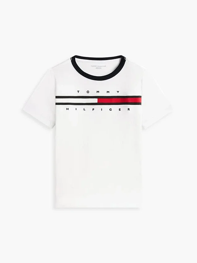 Kinder-T-Shirt mit Flaggenstreifen-Logo Kinder-T-Shirt mit Flaggenstreifen-Logo
