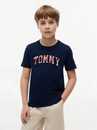 Kinder-T-Shirt mit floralem Tommy-Logo
