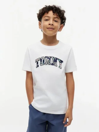 Kinder-T-Shirt mit floralem Tommy-Logo