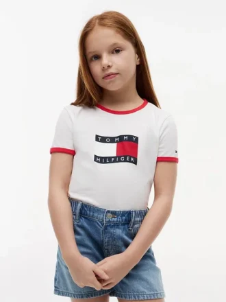 Kinder-T-Shirt mit gewelltem Flaggenlogo