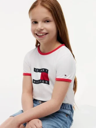 Kinder-T-Shirt mit gewelltem Flaggenlogo