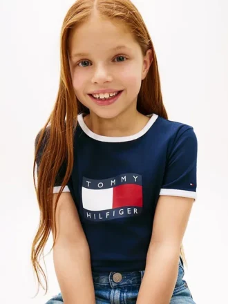 Kinder-T-Shirt mit gewelltem Flaggenlogo Kinder-T-Shirt mit gewelltem Flaggenlogo