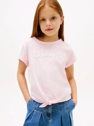 Kinder-T-Shirt mit Hilfiger-Logo und Krawatten vorne