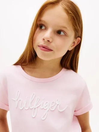 Kinder-T-Shirt mit Hilfiger-Logo und Krawatten vorne