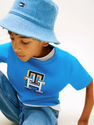 Kinder-T-Shirt mit mehrfarbigem Monogramm