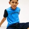 Kinder-T-Shirt mit Monotype-Logo und Farbblock-Design Kinder-T-Shirt mit Monotype-Logo und Farbblock-Design