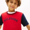 Kinder-T-Shirt mit Monotype-Logo und Farbblock-Design Kinder-T-Shirt mit Monotype-Logo und Farbblock-Design
