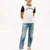 Kinder-T-Shirt mit Monotype-Logo und Farbblock-Design Kinder-T-Shirt mit Monotype-Logo und Farbblock-Design