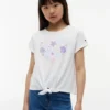 Kinder-T-Shirt mit Muschelmotiv und Bindeband vorne