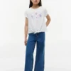 Kinder-T-Shirt mit Muschelmotiv und Bindeband vorne
