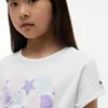 Kinder-T-Shirt mit Muschelmotiv und Bindeband vorne