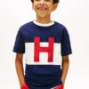 Kinder-T-Shirt mit nautischem H-Logo und Farbblock-Design