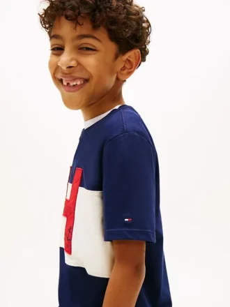 Kinder-T-Shirt mit nautischem H-Logo und Farbblock-Design